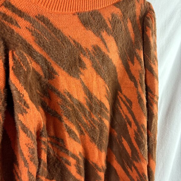 ELOGUII Intarsia Sweater size 18/20 orange brown Mock Neck - Picture 6 of 9
